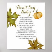 Kein Baby Fall Pumpkin Baby Shower Game Poster (Vorne)