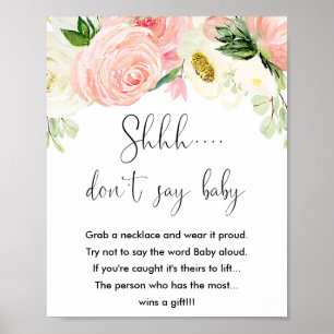 Kein Babyduschenspiel Schild Rosa Gold Blüte