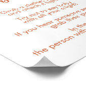 Kein Babyschild mit niedlicher Herzterrakotta Poster (Ecke)