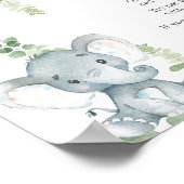 Kein Babyzeichen, blauer Elefantenballon Poster (Ecke)