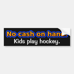 Kein Bargeld an Hand. Kinderspielhockey Autoaufkleber