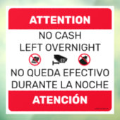 Kein Bargeld Verlassen Türschild für Übernachtung. Fensteraufkleber (Blatt 3)