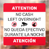 Kein Bargeld Verlassen Türschild für Übernachtung. Fensteraufkleber (Blatt 2)