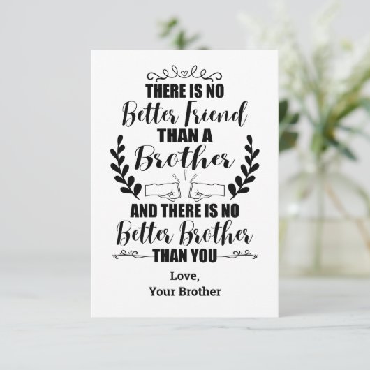 Kein besserer Freund als ein Bruder kein besserer  Dankeskarte (Stehend Vorderseite)