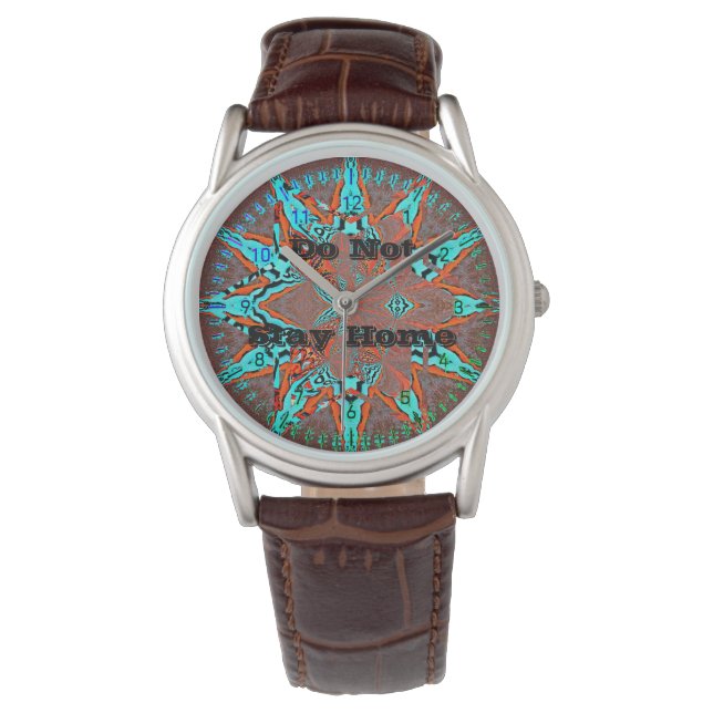 Kein Bleibe Zuhause Turquoise Fraktal Star der Zuk Armbanduhr (Vorderseite)