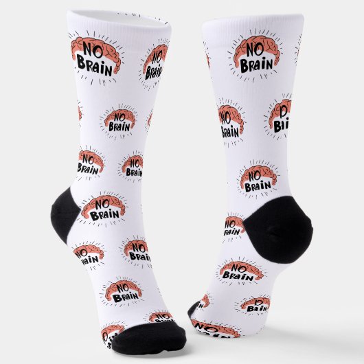 Kein Brain Funny Text Socken (Gewinkelt)