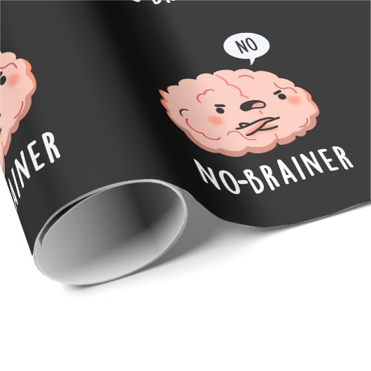 Kein Brainer Funny Anatomy Brain Pun Dark BG Geschenkpapier (Rolleneckpunkt)