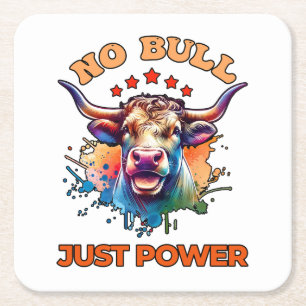 Kein Bull nur Power Rechteckiger Pappuntersetzer