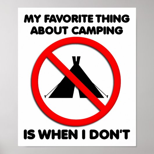 Kein Camping Funny Poster (Vorne)