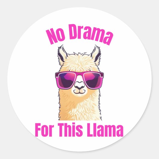 Kein Drama für diesen Llama - Funny Llama Runder Aufkleber (Vorderseite)