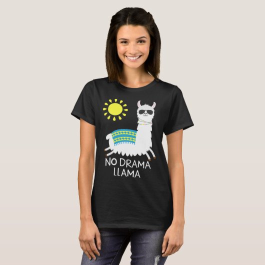Kein Drama Lama Alpaca Happy Freedom Llama Sunglas T-Shirt (Vorne ganz)