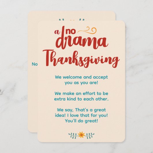 Kein Drama Llama Erntedank Cream Einladung (Vorne/Hinten)