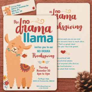 Kein Drama Llama Erntedank Cream Einladung