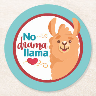 Kein Drama Llama (Warm) Aquamarin Runder Pappuntersetzer