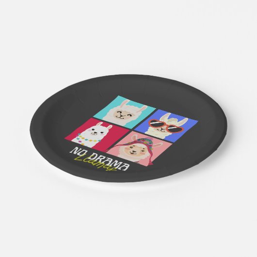 Kein Drama Llamas Pappteller (Schrägansicht)