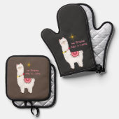 kein Drama, nur ein Lama Ofenhandschuh & Topflappen-Set (Vorderseite/Rückseite)