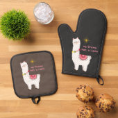 kein Drama, nur ein Lama Ofenhandschuh & Topflappen-Set (Oben Unten)