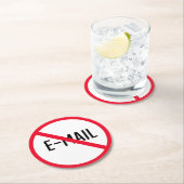Kein E-Mail Red Circle Sign | Kundenspezifische Ro Runder Pappuntersetzer (Vor Ort)