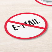 Kein E-Mail Red Circle Sign | Kundenspezifische Ro Runder Pappuntersetzer (Angewinkelt)