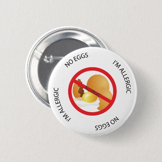 Kein Ei-Allergie-Alarm-Knopf Button (Vorne & Hinten)