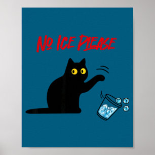 Kein Eis bitte lustige Katze stößt Eisbecher um Poster