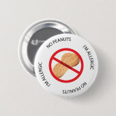 Kein Erdnuss-Allergie-Alarm-Knopf Button (Vorne & Hinten)