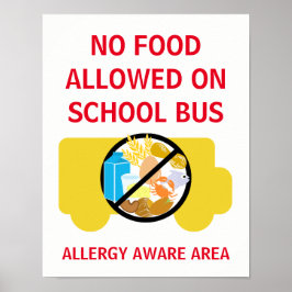 Kein Essen erlaubt bei Schulbus Allergy Aware Poster