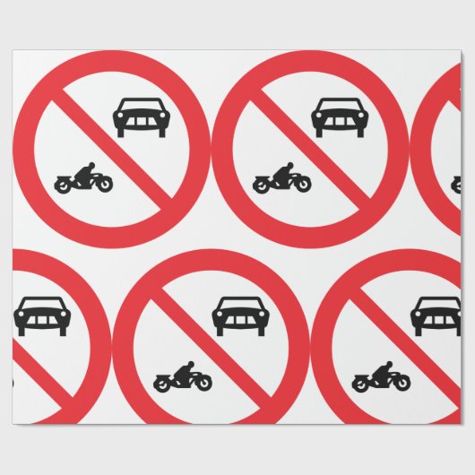 Kein Fahrzeug Straßenzeichen Geschenkpapier (Flach)