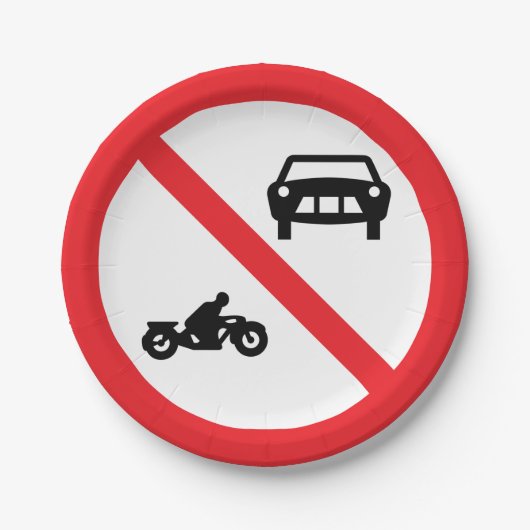 Kein Fahrzeug Straßenzeichen Pappteller (Vorderseite)