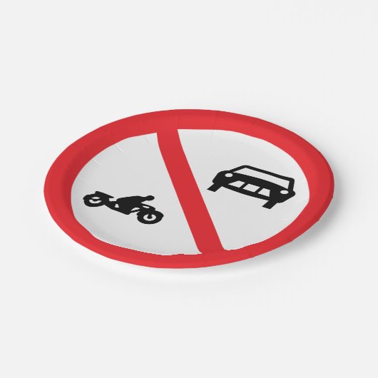 Kein Fahrzeug Straßenzeichen Pappteller (Schrägansicht)