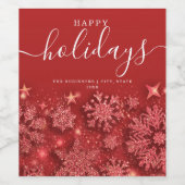Kein Foto Happy Holiday Weihnachten Glitzer Schnee Weinetikett (Einzelnes Label)