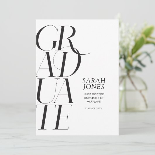 Kein Foto Minimalistischer Abschluss Einladung (Stehend Vorderseite)