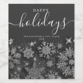 Kein Foto Weihnachtsfest Glitzer Schnee Silber Weinetikett (Einzelnes Label)