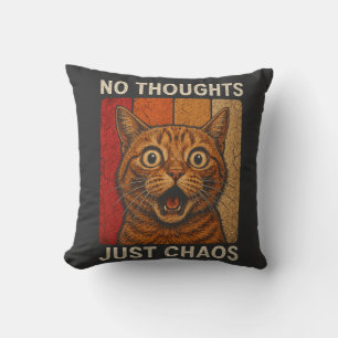 Kein Gedanke, nur chaotische Orange-Katze Meme-Des Kissen