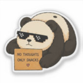 Kein Gedanke, nur Snacks Panda Aufkleber (Vorderseite)