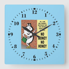 Kein Geld, keine Freundin Quadratische Wanduhr