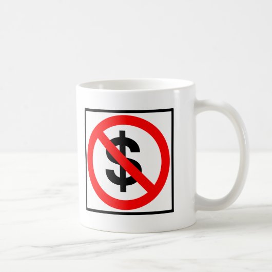 Kein Geld-Landstraßen-Zeichen Kaffeetasse (Rechts)