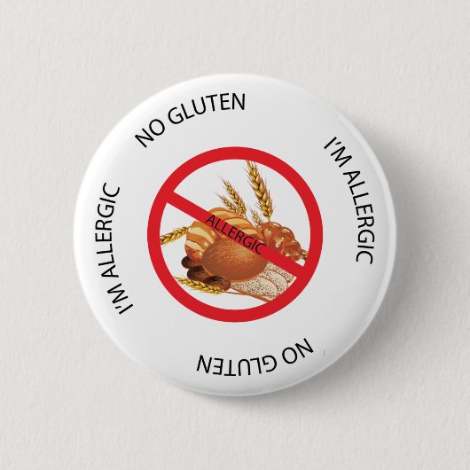 Kein Gluten-Allergie-Warnknopf Button (Vorderseite)