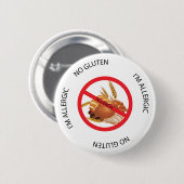 Kein Gluten-Allergie-Warnknopf Button (Vorne & Hinten)