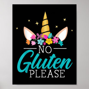 Kein Gluten Bitte Einhorn Celiac-Krankheit Bewusst Poster