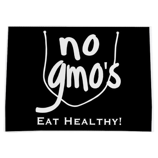 Kein GVO isst gesund schwarz und weiß Große Geschenktüte (Vorderseite)