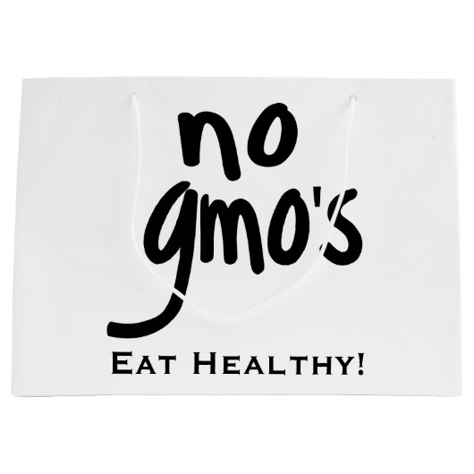 Kein GVO isst gesundes Schwarz auf Weiß Große Geschenktüte (Vorderseite)
