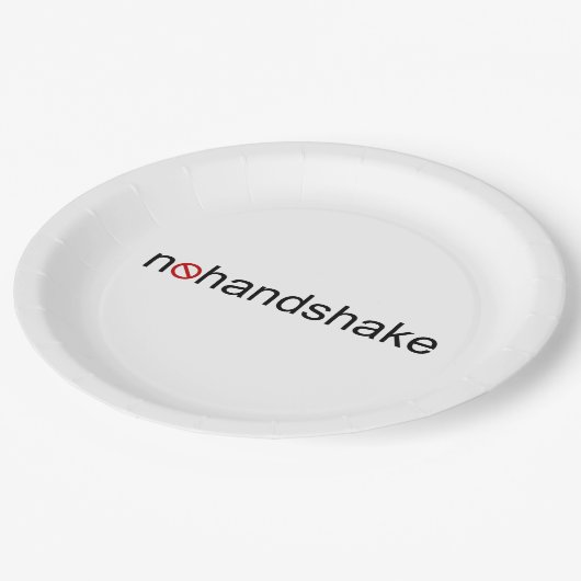 Kein Handshake Pappteller (Schrägansicht)