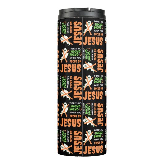 KEIN HOCUS POCUS Christliches Halloween Monogramm Thermosbecher (Rückseite)