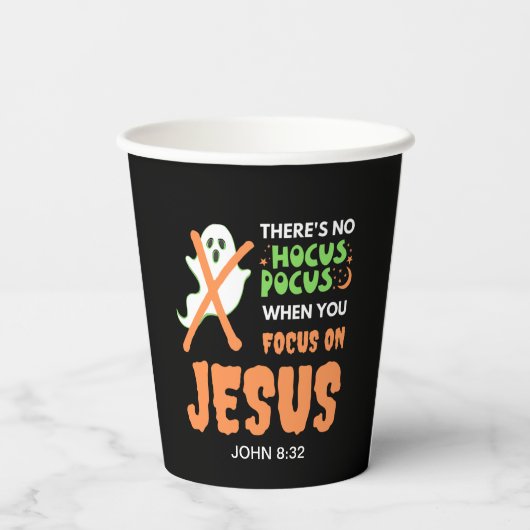 KEIN HOCUS POCUS Monogramm Christliches Halloween Pappbecher (Rückseite)