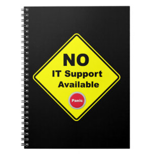 Kein IT-Support verfügbar Warnzeichen für gelbe Pa Notizblock
