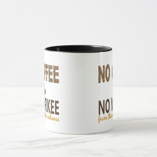 Kein Kaffee kein Workee Flugzeugmechaniker Tasse (Zentrum)