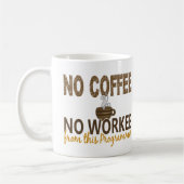 Kein Kaffee kein Workee Programmierer Kaffeetasse (Links)