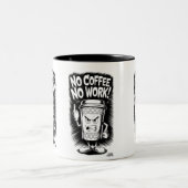 Kein Kaffee, keine Arbeit: Wütender Kaffee-Cup-Ent Zweifarbige Tasse (Mittel)
