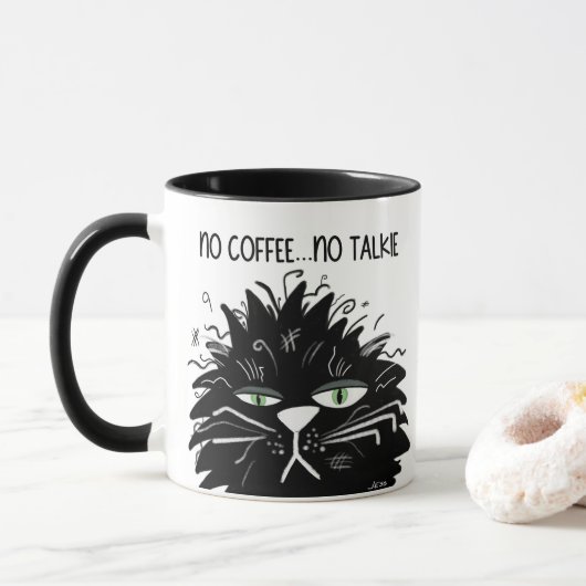 Kein Kaffee Keine Talkie Müde schwarzen Mad Chat F Tasse (Mit Donut)